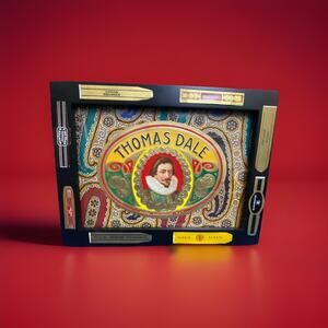 Framed Thomas Dale Cigar Box Label with 15 Cigar Bands 6" x 8" Easel Backed